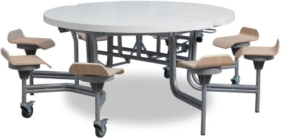 Spaceright 8 Seat Primo Round Mobile Folding Table with Seats