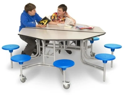 Spaceright Octagonal Mobile Folding Table Seating Unit