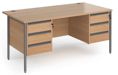 Dams Contract 25 Rectangular Desk with Straight Legs, 3 and 3 Drawer Fixed Pedestals
