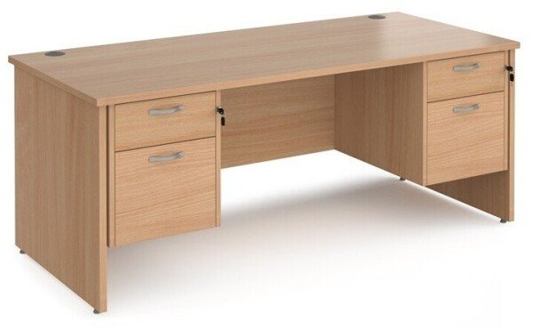 Dams Maestro 25 Rectangular Desk with Panel End Legs, 2 and 2 Drawer Fixed Pedestal - 1800 x 800mm - Beech