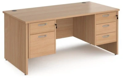 Dams Maestro 25 Rectangular Desk with Panel End Legs, 2 and 3 Drawer Fixed Pedestal