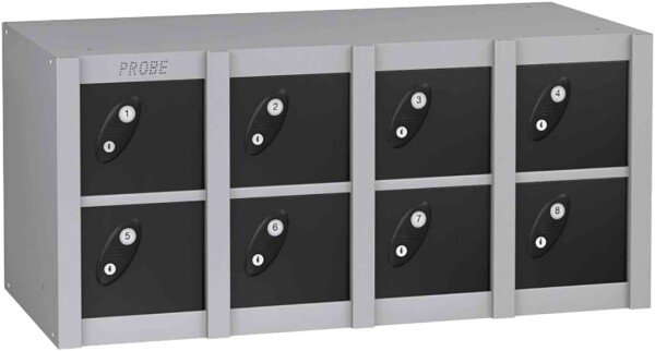 Probe MiniBox 8 Multi Door Stackable Lockers - 415 x 900 x 230mm - Black (RAL 9004)