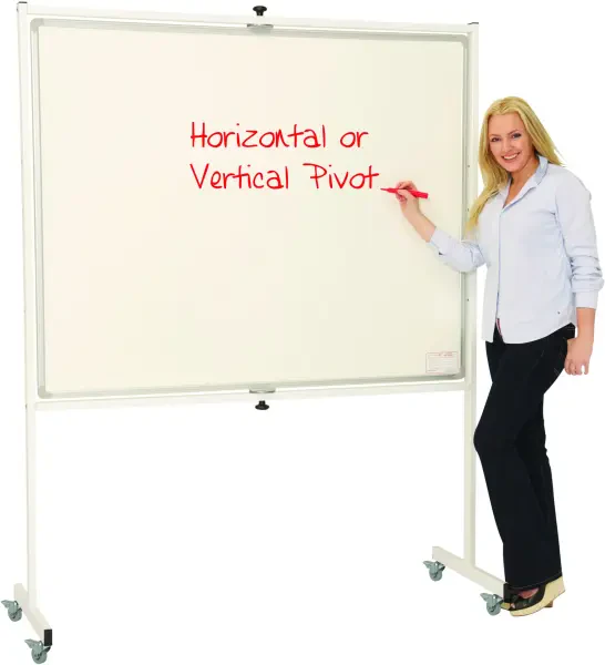 Spaceright Magnetic Mobile Pivot Writing Whiteboards - 1500 x 1200mm
