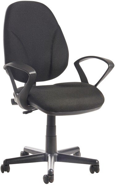 Gentoo Bilbao Fabric Operators Chair with Lumbar Support and Fixed Arms - Black