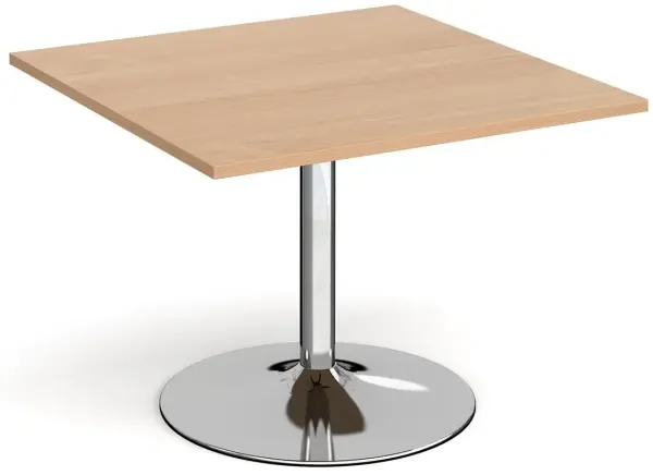 Dams Chrome Trumpet Base Square Boardroom Table - 1000mm - Beech