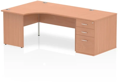 Dynamic Impulse Corner Desk with Panel End Leg and 800mm Fixed Pedestal