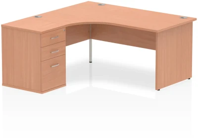 Dynamic Impulse Corner Desk with Panel End Leg and 600mm Fixed Pedestal