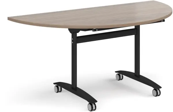 Dams Semi Circular Fliptop Meeting Table - 1600 x 800mm - Barcelona Walnut