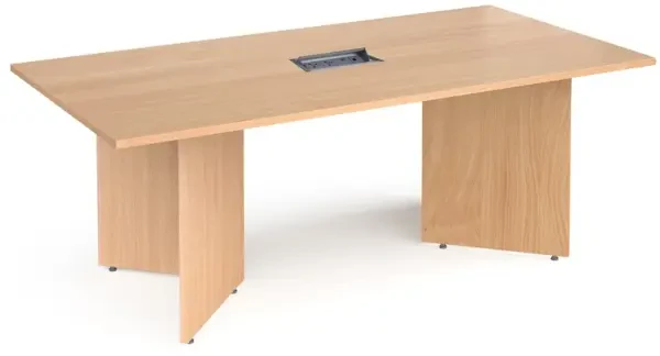 Dams Arrow Head Leg Rectangular Boardroom Table 2000 x 1000mm In Beech with Central Cutout & Aero Power Module