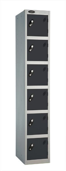 Probe Six Door Single Steel Lockers - 1780 x 380 x 380mm - Black (RAL 9004)