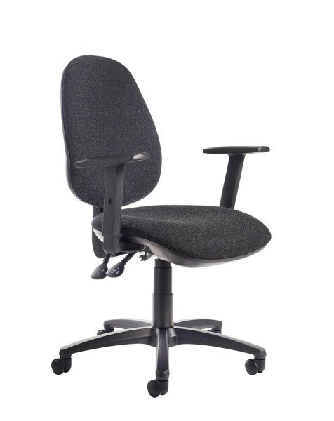 Dams Jota High Back Operator Chair with Adjustable Arms - Black