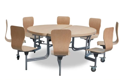 Spaceright 8 Seat Primo Round Mobile Folding Table with Full Back Seats
