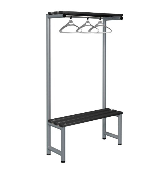 Probe Cloakroom Single Sided Overhead Hanging Bench 1000 x 350 x 475mm - Black Polymer