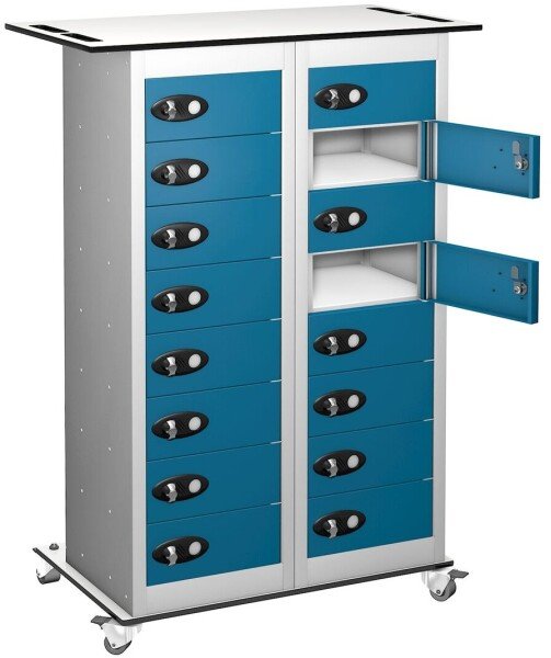 Probe TabBox 16 Compartment Trolley - 1050 x 800 x 305mm - Blue (Similar to RAL 5019)