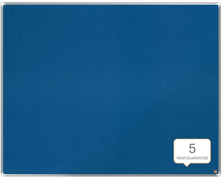Nobo Felt Notice Board, 1500 X 1200 Mm, Aluminium Trim, Corner Wall Mounting Premium Plus Blue 1915191