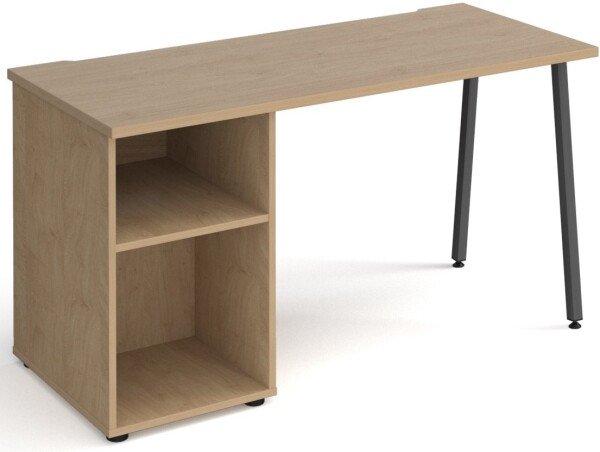 Dams Sparta Rectangular Desk with A-Frame Legs and Support Pedestal - 1400 x 600mm - Kendal Oak