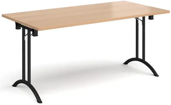 Dams Rectangular Folding Leg Table with Curved Foot Rails 1600 x 800mm - Beech