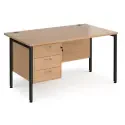 Dams Maestro 25 Rectangular Desk with Straight Legs and 3 Drawer Fixed Pedestal - 1400 x 800mm