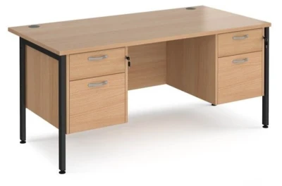 Dams Maestro 25 Rectangular Desk with Straight Legs, 2 and 2 Drawer Fixed Pedestal