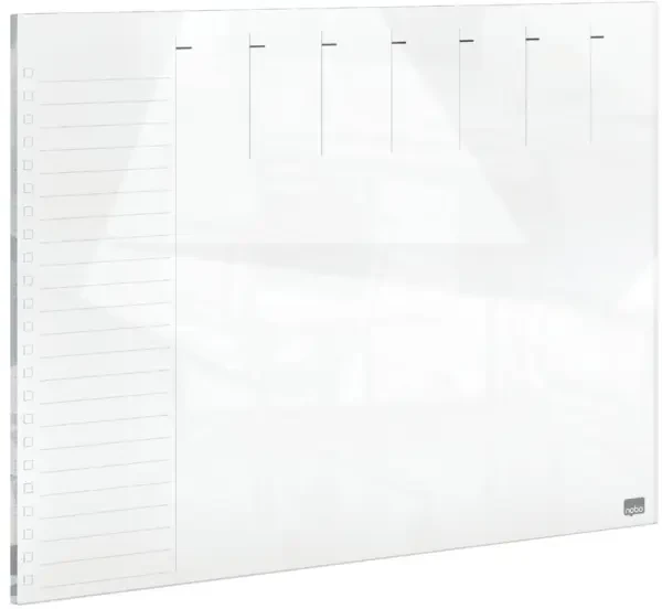 Nobo Glass Magnetic Weekly Planner Whiteboard 430mm x 560mm