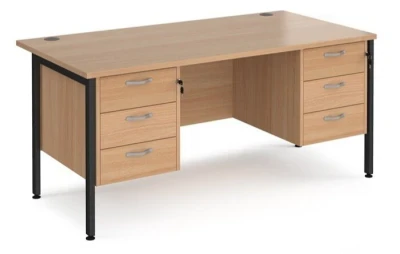 Dams Maestro 25 Rectangular Desk with Straight Legs, 3 and 3 Drawer Fixed Pedestals