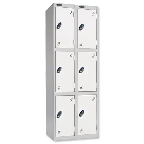 Probe Low Three Door Nest of Two Steel Lockers - 1210 x 305 x 305mm - White (RAL 9016)