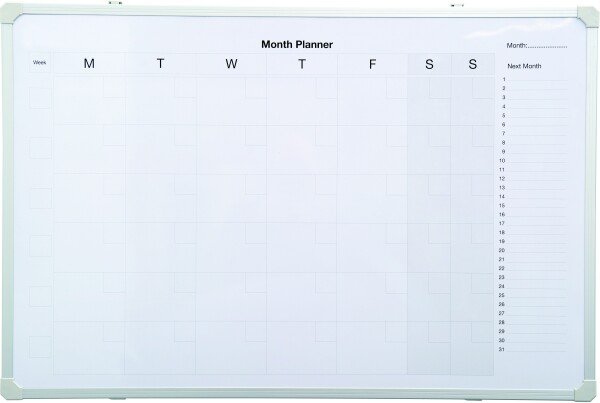 Spaceright Monthly Planner Magnetic White Board - 900 x 600mm