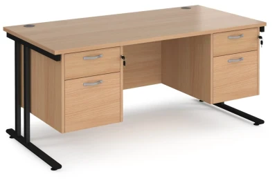 Dams Maestro 25 Rectangular Desk with Twin Cantilever Legs, 2 and 2 Drawer Fixed Pedestals