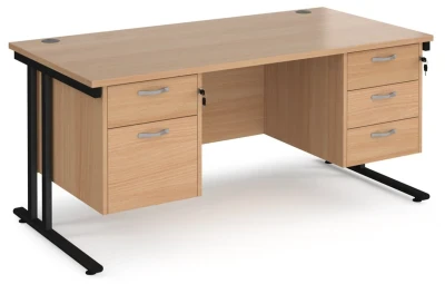 Dams Maestro 25 Rectangular Desk with Twin Cantilever Legs, 2 and 3 Drawer Fixed Pedestals
