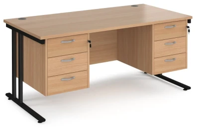 Dams Maestro 25 Rectangular Desk with Twin Cantilever Legs, 3 and 3 Drawer Pedestals