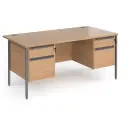Dams Contract 25 Rectangular Desk with Straight Legs, 2 and 2 Drawer Fixed Pedestals - 1600 x 800mm