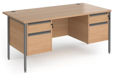 Dams Contract 25 Rectangular Desk with Straight Legs, 2 and 2 Drawer Fixed Pedestals