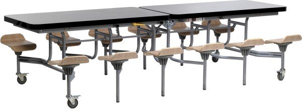 Spaceright 12 Seat Primo Mobile Folding Table with Standard Seats - 767mm High - Black Gloss