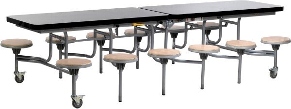 Spaceright 12 Seat Primo Mobile Folding Table with Stools - 767mm High - Black Gloss