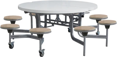 Spaceright 8 Seat Primo Round Mobile Folding Table with Stools