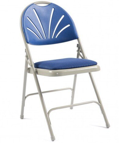 Principal 2600 Comfort Steel Folding Chair with Upholstered Seat (Pack of 4) - Blue