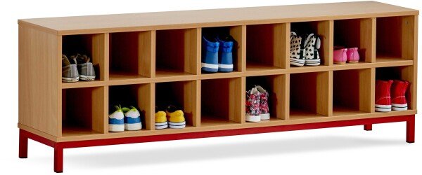 Monarch Cloakroom Bench With 16 Open Compartments