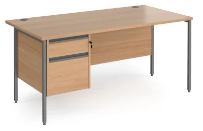 Dams Contract 25 Rectangular Desk with Straight Legs and 2 Drawer Fixed Pedestal