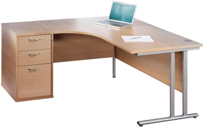 Dams Maestro 25 Corner Desk with Twin Cantilever Legs - 1800 x 1200mm & Desk High Pedestal