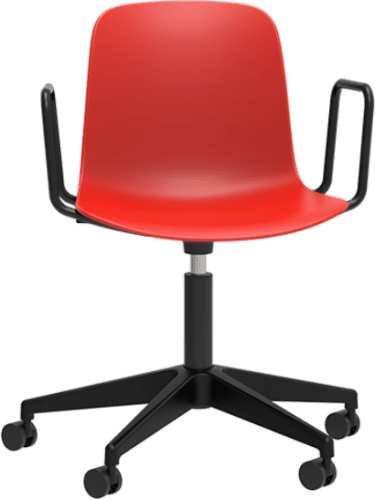 Origin FLUX Task Black Nylon 5 Star Base Chair with Arms - Coral Red