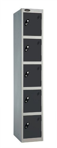 Probe 5 Door Single Steel Locker - 1780 x 305 x 460mm - Black (RAL 9004)