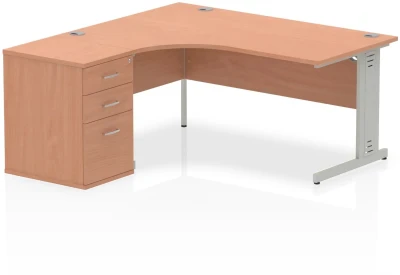 Dynamic Impulse Corner Desk with Cable Managed Leg and Fixed Pedestal
