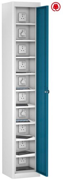 Probe TabBox Single Door 10 Compartment Locker with USB -1780 x 305 x 370mm - Blue (Similar to RAL 5019)