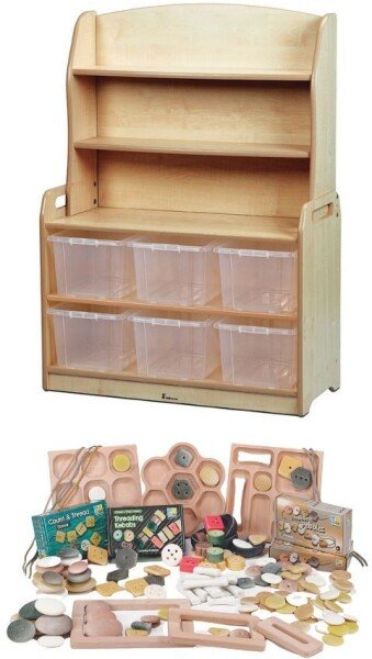 Millhouse Welsh Dresser Display Storage with 6 Clear Tubs & Loose Parts Kit