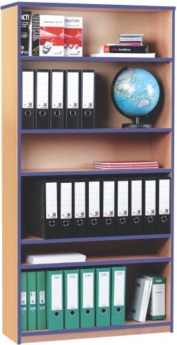 Monarch Open Bookcase with 1 Fixed & 4 Adjustable Shelves with Coloured Edging