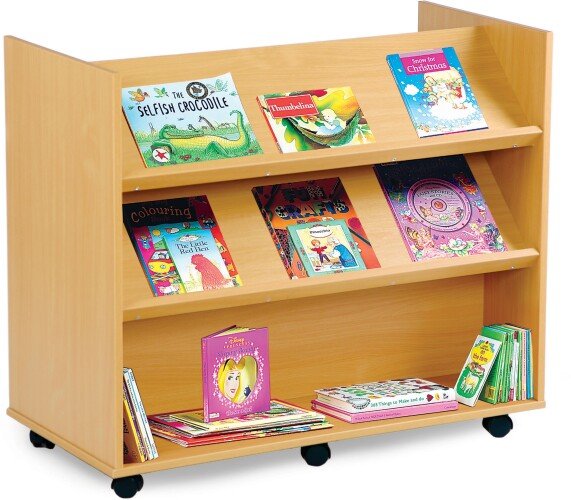 Monarch Library Unit With 2 Angled and 1 Horizontal Shelf Each Side