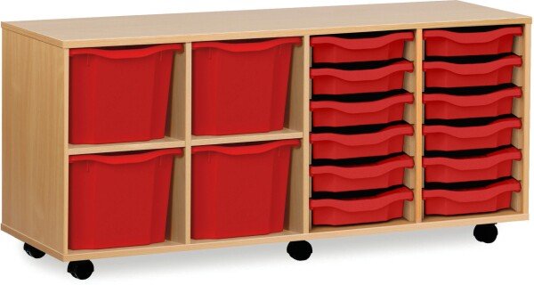 Monarch 12 Shallow and 4 Extra Deep Combi Tray Unit - Red