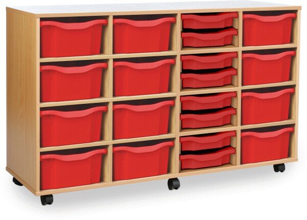 Monarch Classic Tray Storage Unit 8 Shallow and 12 Deep Trays - Red