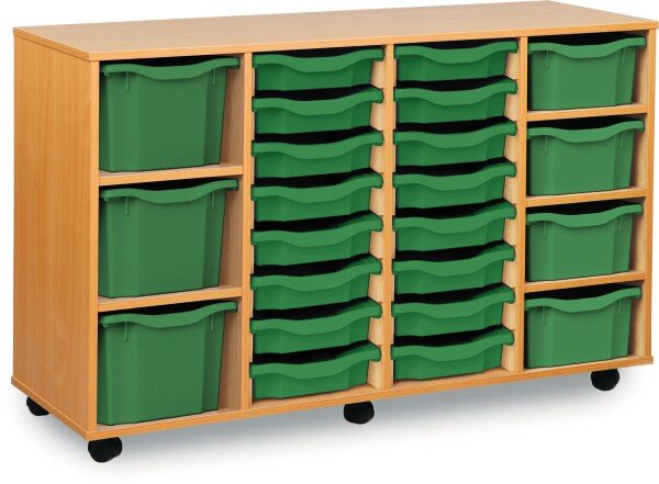 Monarch Classic Tray Storage Unit 16 Shallow 4 Deep and 3 Extra Deep Tray Units Without Doors - Green
