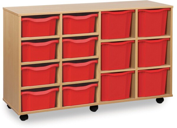 Monarch Classic Tray Storage Unit 8 Deep and 6 Extra Deep Tray Units Without Doors - Red
